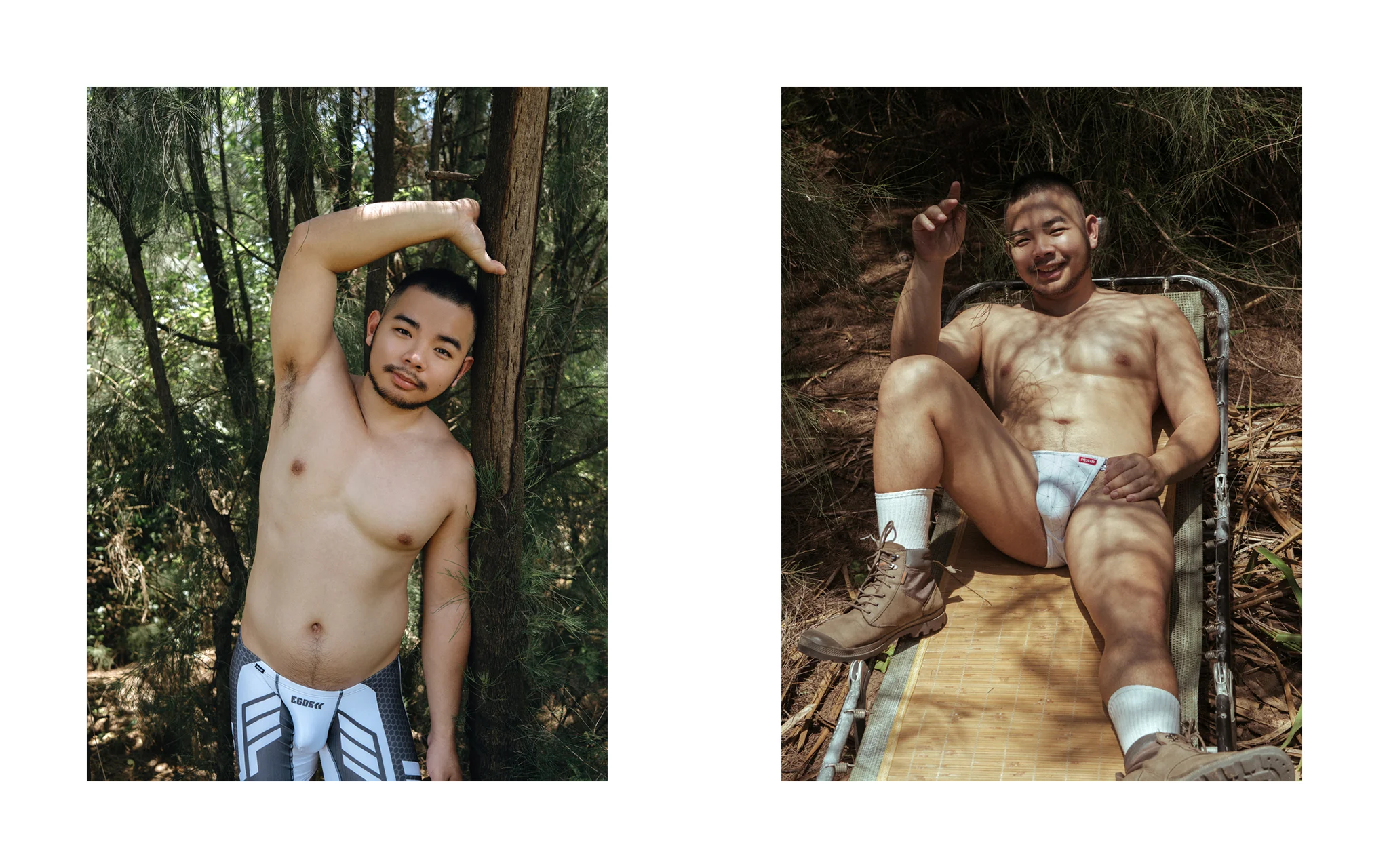 男性人體藝術攝影|Chrome 異色 — 龍紉 淡水樹林地面坐姿仰拍 宇宙拿鐵 Lattefotos 男性人體藝術攝影:龍紉 @dragonrax93 於新北淡水沙崙樹林,地面坐姿與仰拍視角,自然光,Chrome 異色組圖
