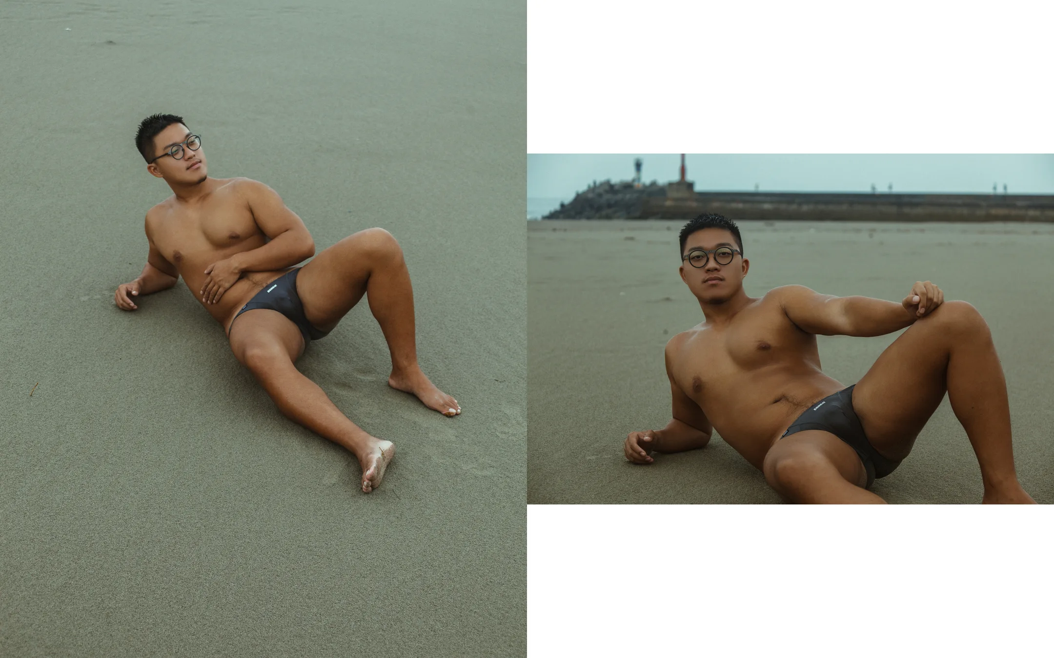 新竹海邊男像寫真|Before the Rain — 小頡新竹海岸灰天坐姿 宇宙拿鐵 新竹男性寫真:小頡於新竹海岸線,灰色天空,戶外地面坐姿,低飽和色調組圖