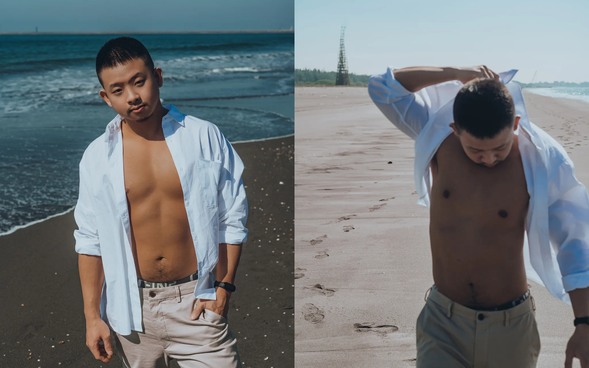 小美軍海邊寫真|正面與背影的對照 @vingtiemejuin 仁虎男體寫真| 台南小美軍 | 宇宙拿鐵