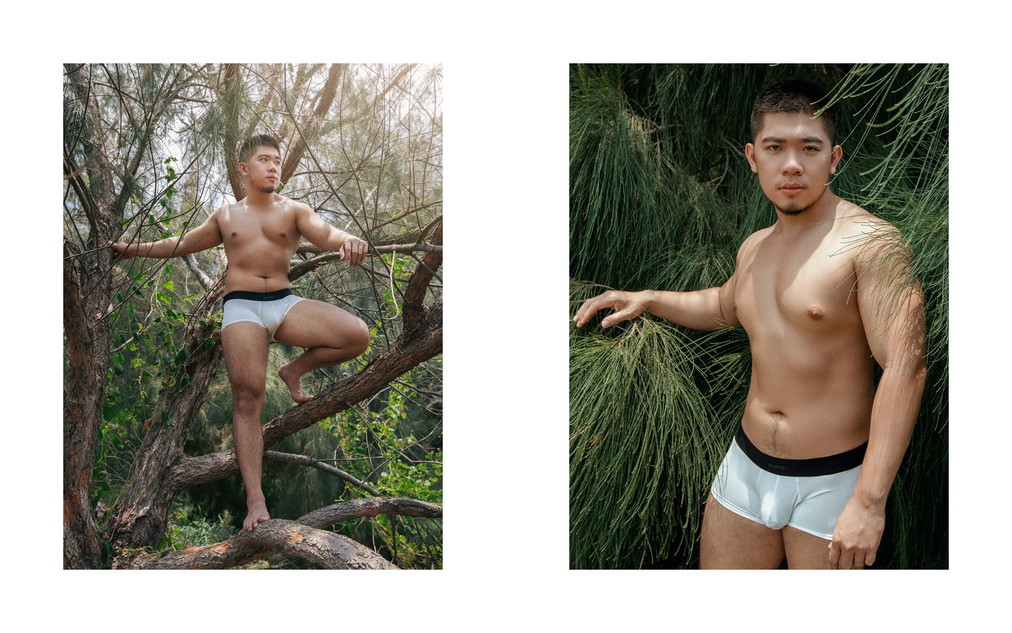 小美軍樹林寫真|攀在樹上的姿態 體態寫真:樹上攀爬與扶枝站立的動態全身照